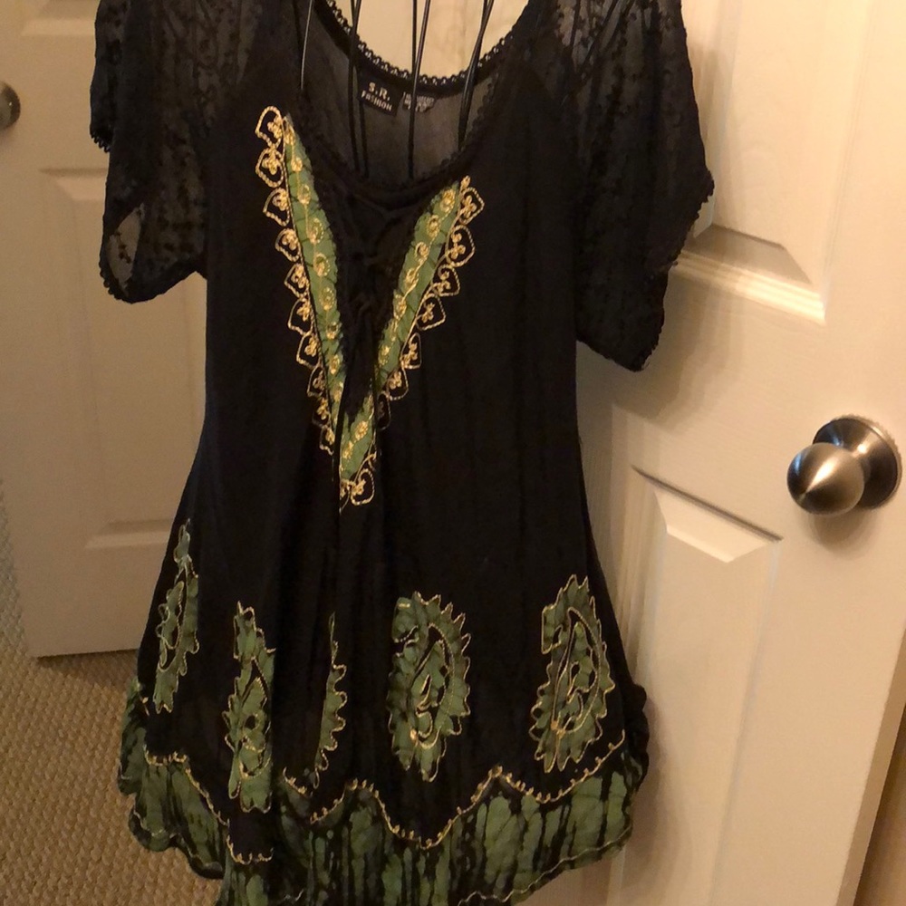 Boho top, tunic top, blouse , short sleeve